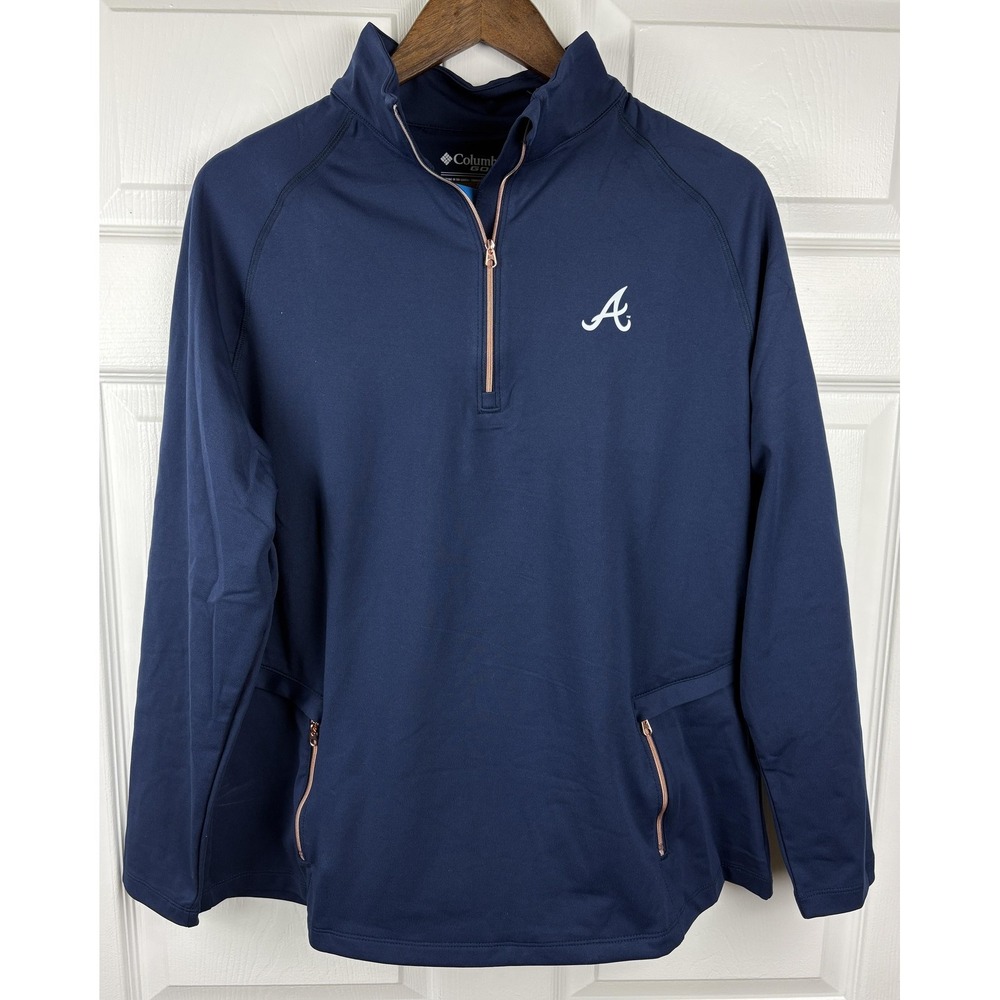 Columbia Golf Atlanta Braves Womens XL Quarter Zip Pullover Navy MLB NEW - Picture 2 of 11